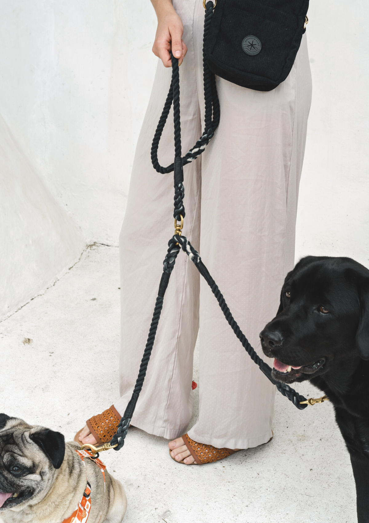 Split Leash Organic Cotton Rope Leash - Black